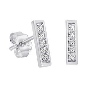 Amanda Rose Cubic Zirconia Bar Stud Earrings in Sterling Silver